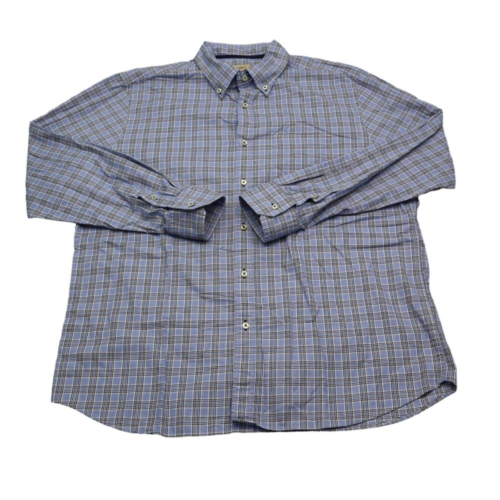 Tre Vero Three Truths Shirt Mens XL Blue Plaid Long Sleeve Button Up Casual